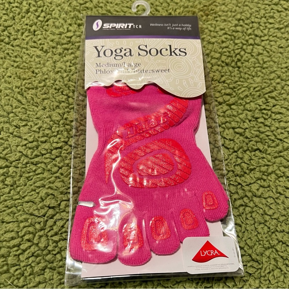 Yoga Socks Medium/Large, Phlox Pink/Bittersweet
